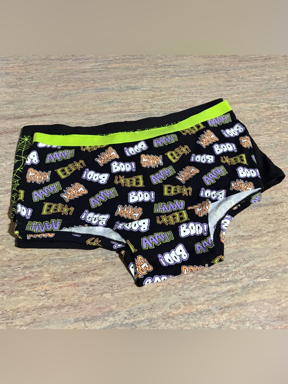 NWOT 3-Celebrate Halloween Print in black neon green, orange, and multicolored